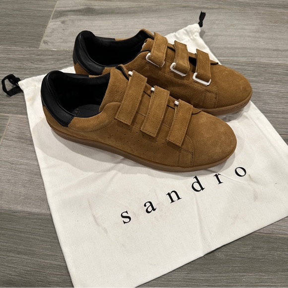 Sandro brown suede Velcro strap sneaker trainer - Picture 2 of 7